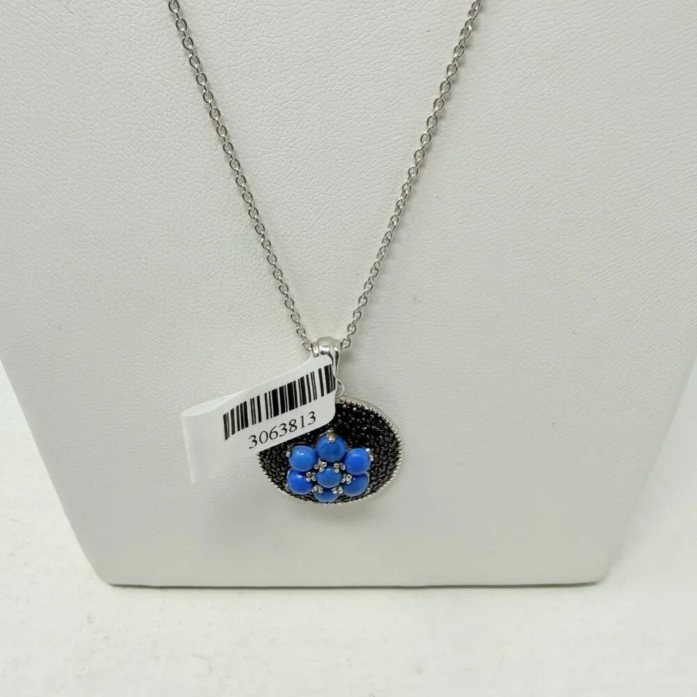 Shop LC Ceruleite/Thai Black Spinel Black Rhodium Sterling Silver‎ Necklace 5482